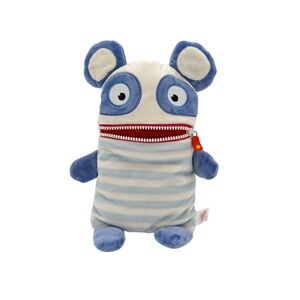 Worry Eaters Bill Stuffed Plush Toy Blue White Stripes Zipper Mouth 10 Inch